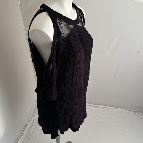 Free People Beachy and Peachy black cold shoulder tunic or cover up - Picture 2 of 14